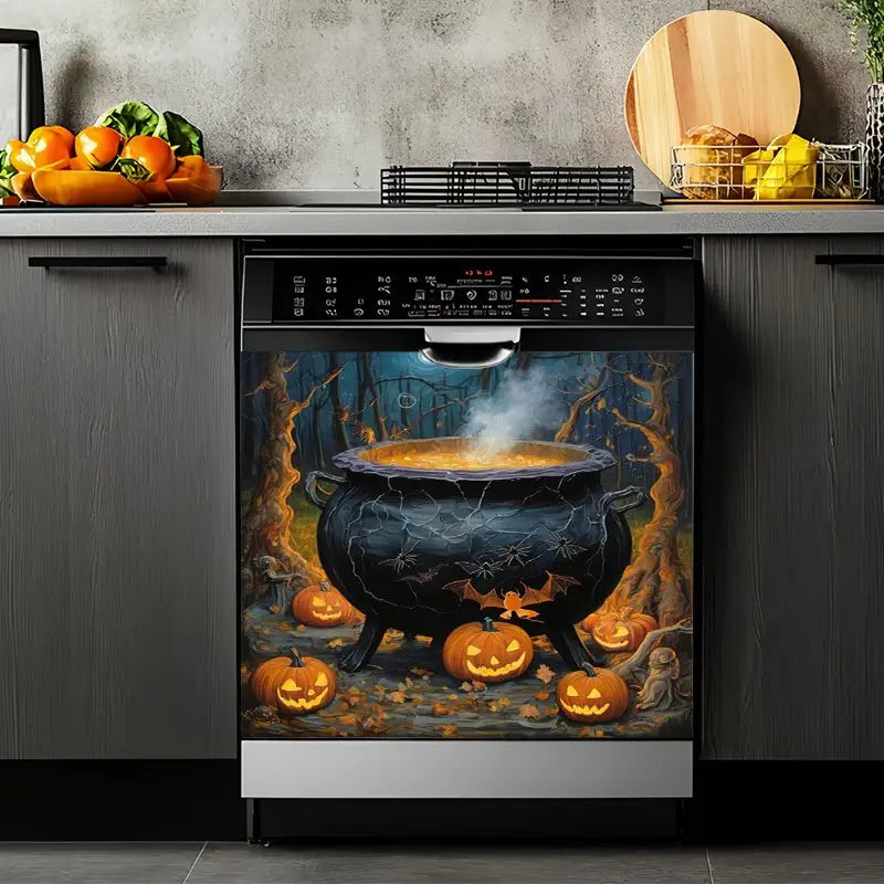 2D Flat, 2pcs Spooky Halloween Vinyl Appliance Stickers