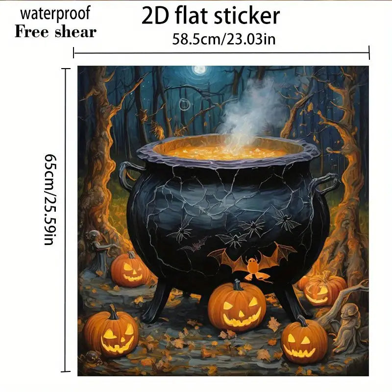 2D Flat, 2pcs Spooky Halloween Vinyl Appliance Stickers