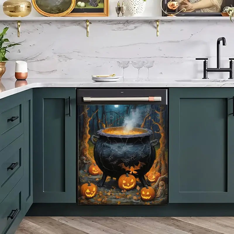 2D Flat, 2pcs Spooky Halloween Vinyl Appliance Stickers