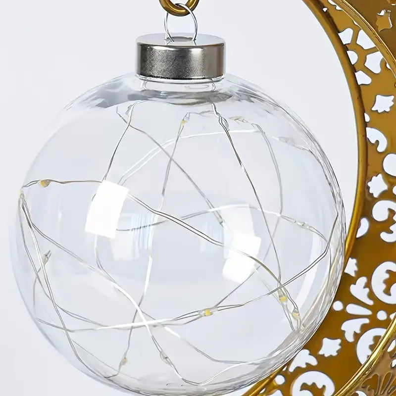 Golden Crescent Moon & Star LED Lamp