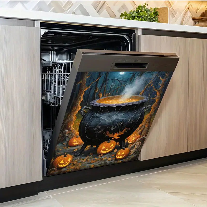 2D Flat, 2pcs Spooky Halloween Vinyl Appliance Stickers