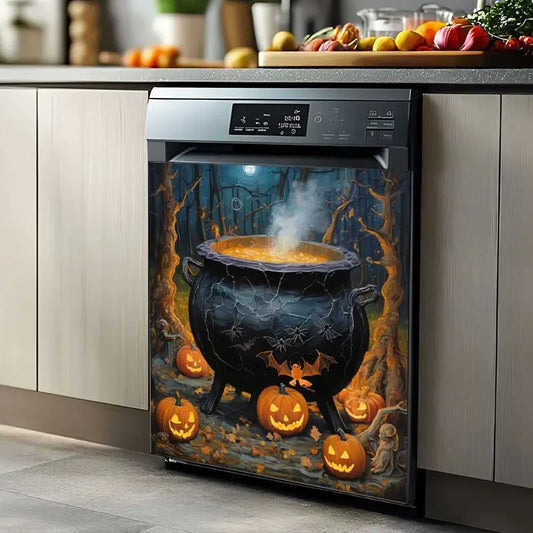 2D Flat, 2pcs Spooky Halloween Vinyl Appliance Stickers