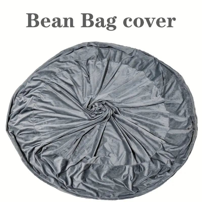 6ft Machine Washable Soft & Fluffy Faux Fur Bean Bag Chair Cover-Grey & Blue