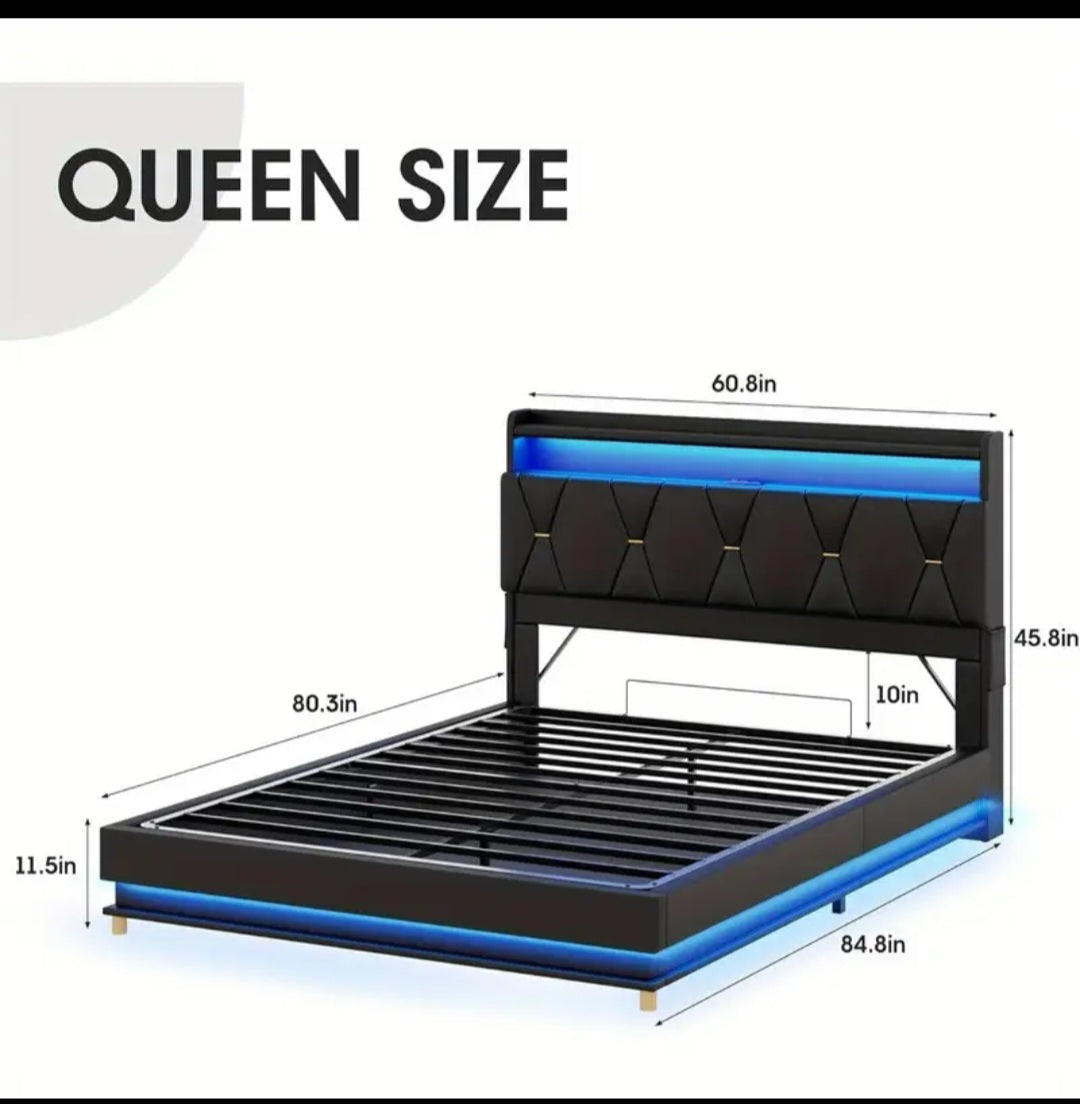 Fameill Modern Lift Up Storage Bed Frame with Charging Station (USB/Outlet), Underbed Storage Platform Bed, Noise-Free Heavy-Duty Hardwood/Metal Frame.