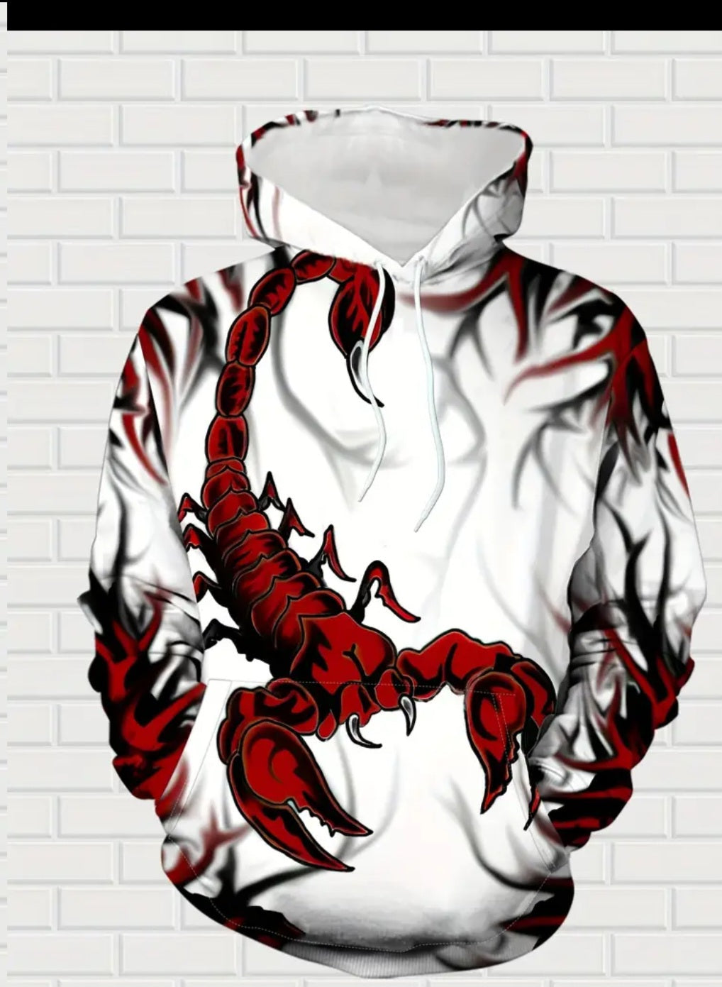 [Machine Washable] Men's Scorpion Print Hoodie & Sweatpants Set - Polyester Casual Outfit for Spring/Fall, Winter - Machine Washable 2pcs Set