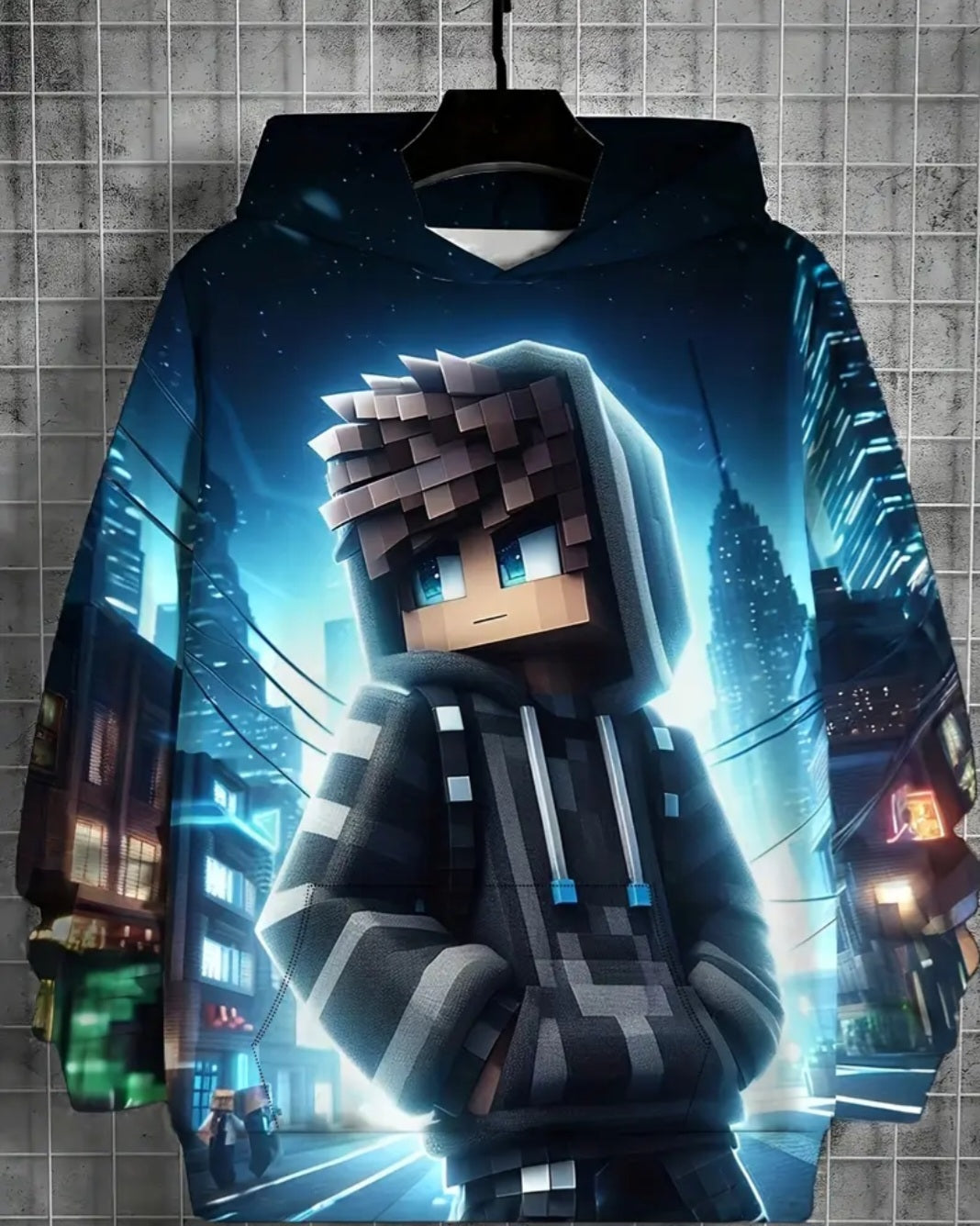 Hooded Building Blocks Boy Cartoon Print, Boy's Casual Comfy Long Sleeve Pullover Hoodies For Daily And Outdoor Wear, Spring And Autumn Top