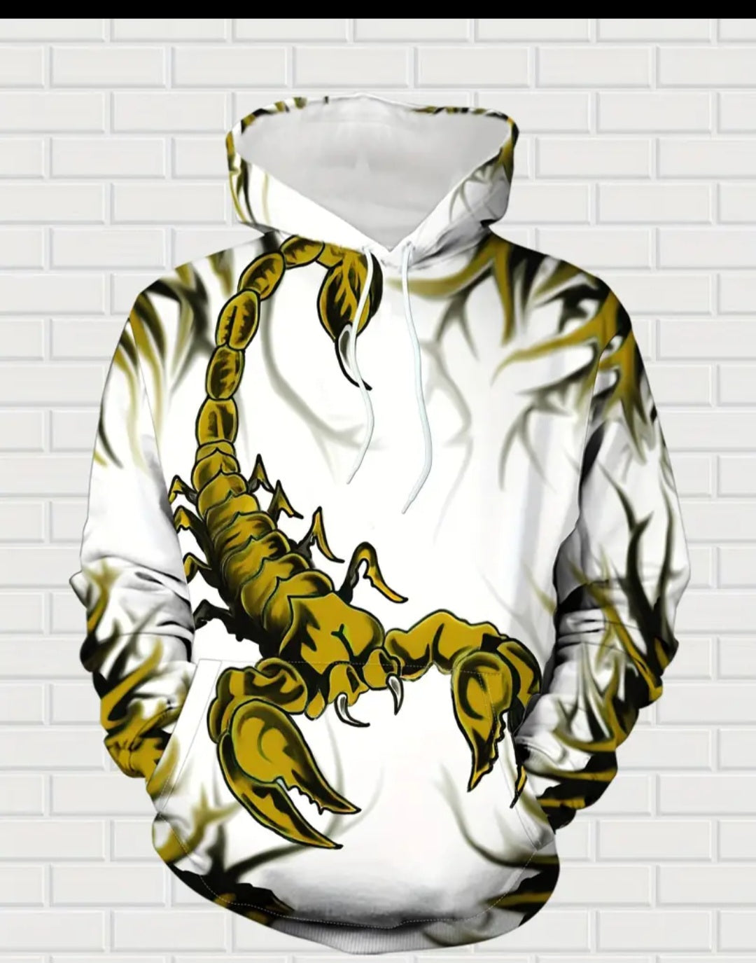 [Machine Washable] Men's Scorpion Print Hoodie & Sweatpants Set - Polyester Casual Outfit for Spring/Fall, Winter - Machine Washable 2pcs Set