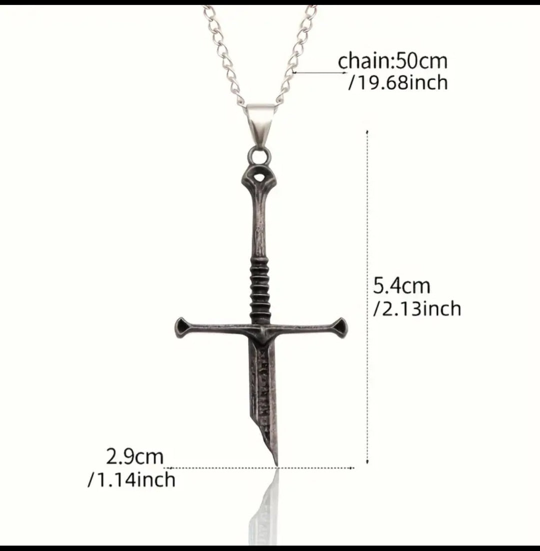Gift Box 2pcs Nazir Broken Sword Necklace and Bilbo Baggins' Ring Pendant