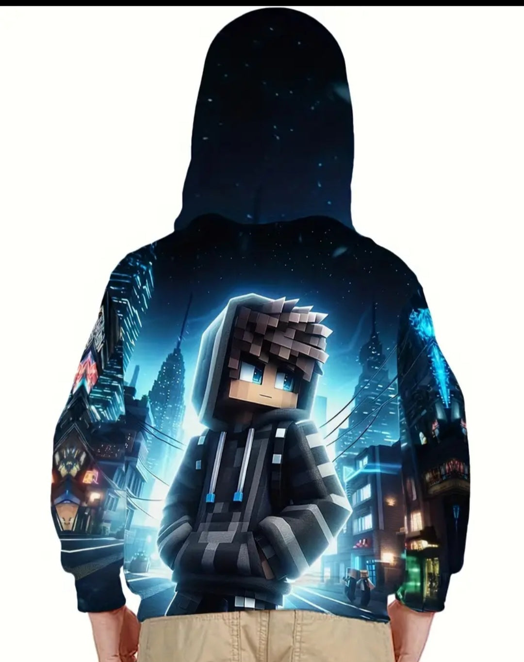 Hooded Building Blocks Boy Cartoon Print, Boy's Casual Comfy Long Sleeve Pullover Hoodies For Daily And Outdoor Wear, Spring And Autumn Top
